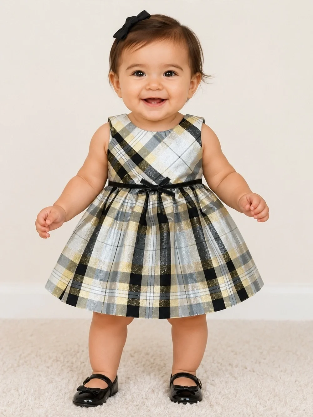Bonnie baby plaid glittery girls dress 12m